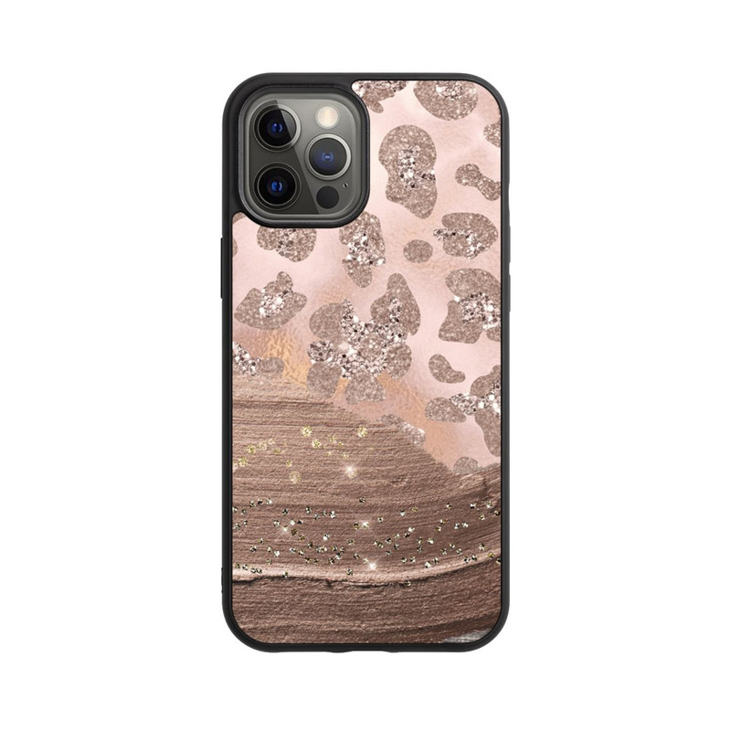 iPhone 12 Pro Max Base Case Silberner Leoparden Glitzerlook