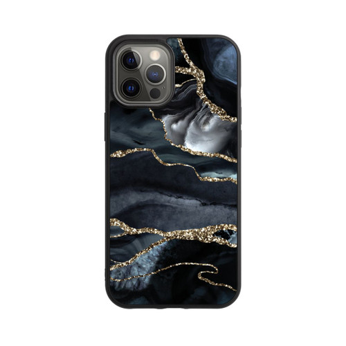 Apple iPhone 12 Pro Max Base Case Dunkler Marmor Gold Glitzerlook