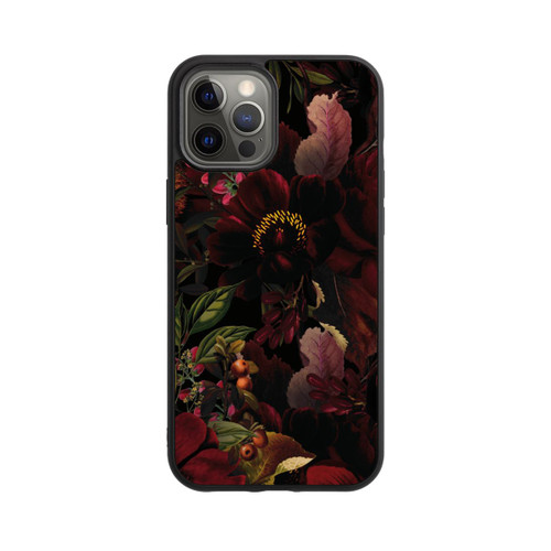 Apple iPhone 12 Pro Max Base Case Dunkle Rote Vintage Barock Rosen