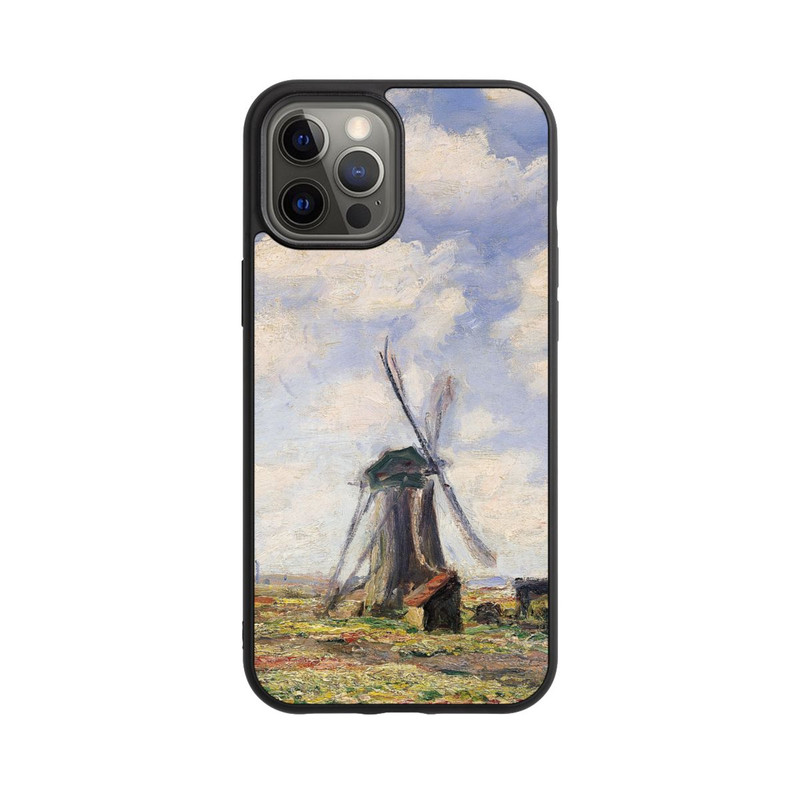 iPhone 12 Pro Max Base Case Tulpenfelder mit der Rijnsburger Windmühle von Claude Monet