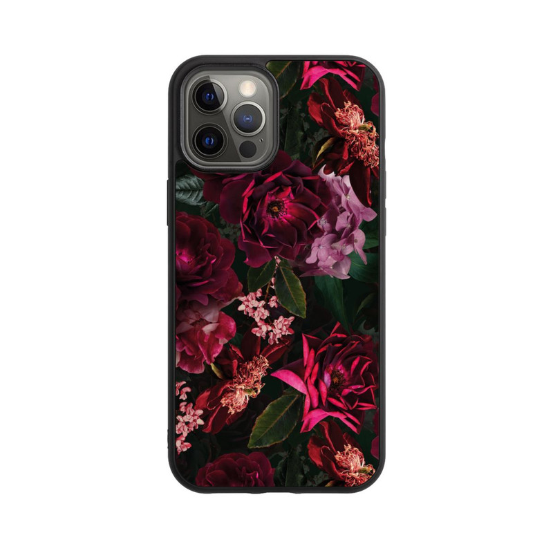 iPhone 12 Pro Max Base Case Dunkle romantische Vintage Rosen und Pfingstrosen