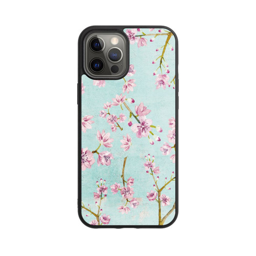 Apple iPhone 12 Pro Max Base Case Kirschblütenzweigmuster Hellblau