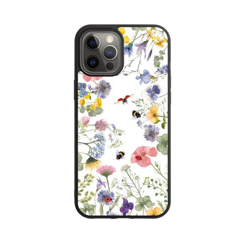Apple iPhone 12 Pro Max Base Case Bunte Frühlingsblumen und Bienen