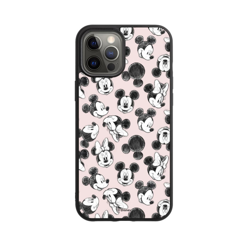 iPhone 12 Pro Max Base Case Minnie & Mickey Viele Gesichter Pink