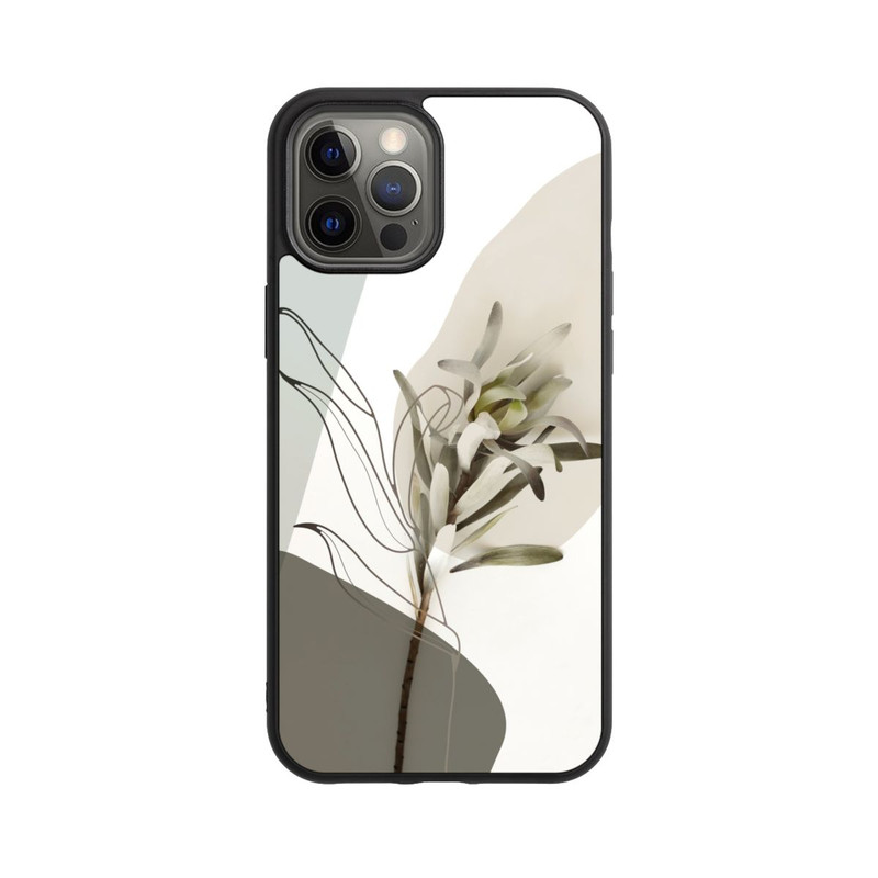 iPhone 12 Pro Max Base Case Boho Line Art Olivgrün