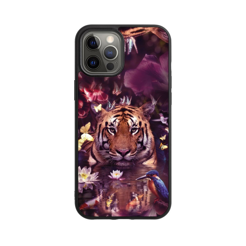 iPhone 12 Pro Max Base Case Tiger Blumenrahmen