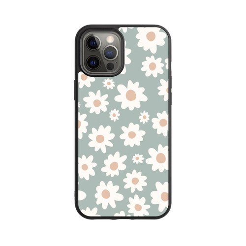 Apple iPhone 12 Pro Max Base Case Gänseblümchen Muster grün