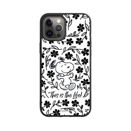 Apple iPhone 12 Pro Max Base Case Snoopy schwarz und weiß This Is The Life