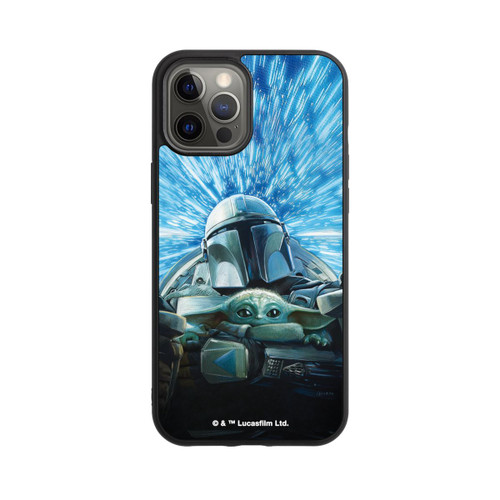 Apple iPhone 12 Pro Max Base Case Grogu und Mando fliegen blau