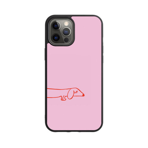 Apple iPhone 12 Pro Max Base Case Dachshund Illustration Pink