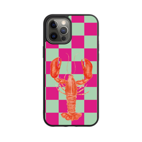 Apple iPhone 12 Pro Max Base Case Pink Checkers Lobster