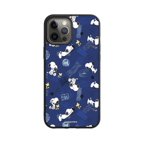 Apple iPhone 12 Pro Max Base Case Peanuts Travel Stamps Pattern Blue