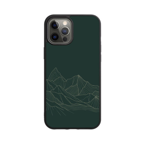 Apple iPhone 12 Pro Max Base Case Berg Line Art Grün