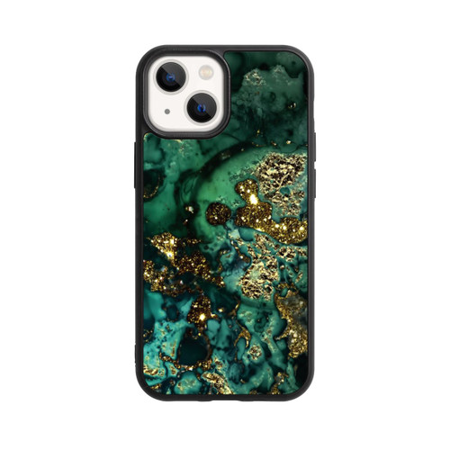 Apple iPhone 13 Mini Base Case Cyan Glitzer Marmorlook