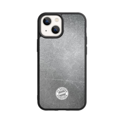 Apple iPhone 13 Mini Base Case Klassisches FCB Logo Klein - Weiß auf Metalllook