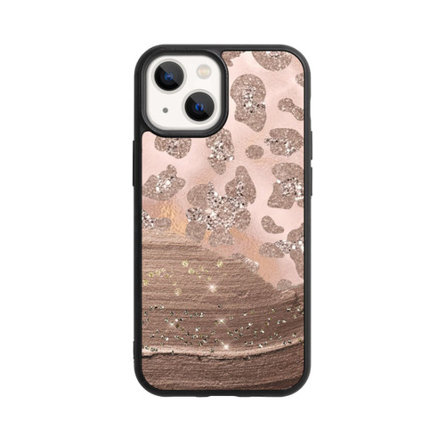 Apple iPhone 13 Mini Base Case Silberner Leoparden Glitzerlook