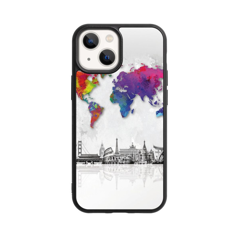 iPhone 13 Mini Base Case Weltkarte mit Skyline