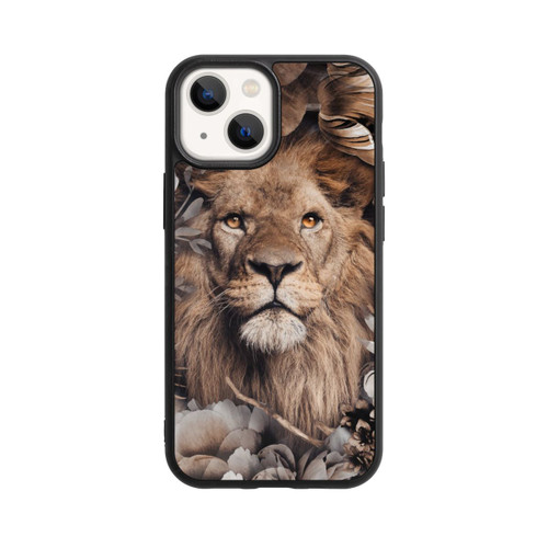Apple iPhone 13 Mini Base Case Löwe Blumenrahmen Beige