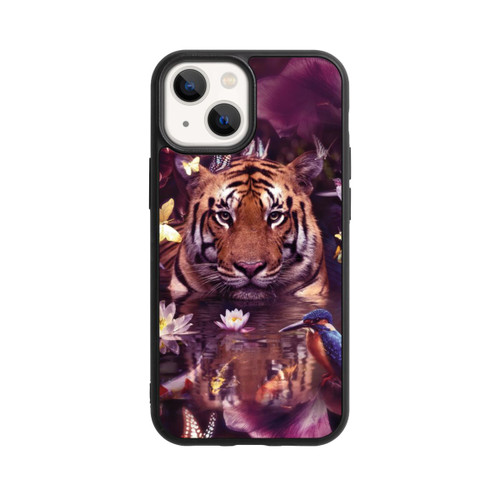 Apple iPhone 13 Mini Base Case Tiger Blumenrahmen