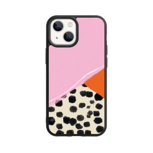 Apple iPhone 13 Mini Base Case Rosa und Orange Gepunkteter Hintergrund