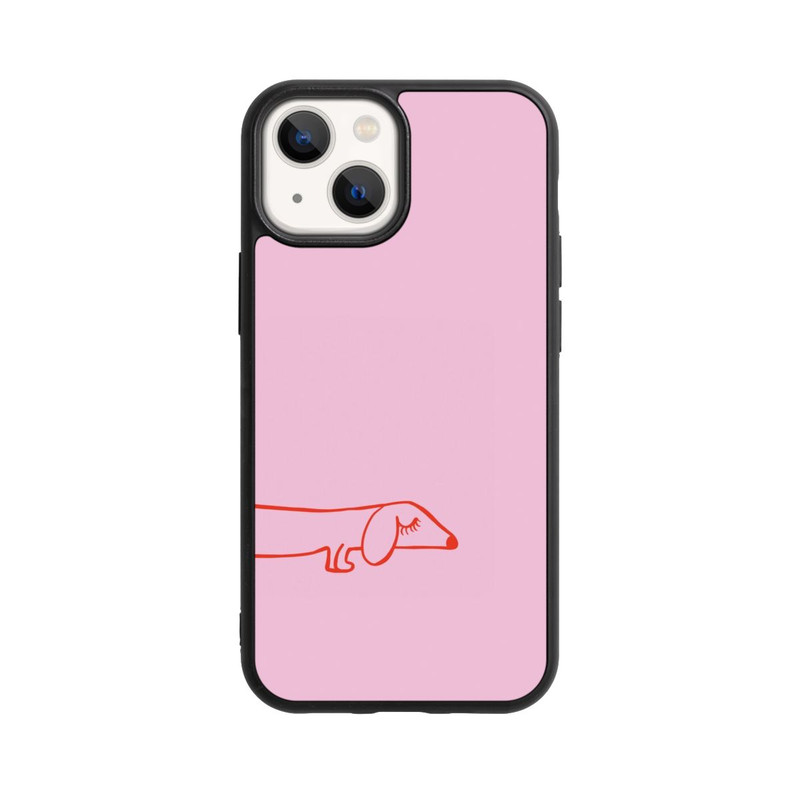 iPhone 13 Mini Base Case Dachshund Illustration Pink