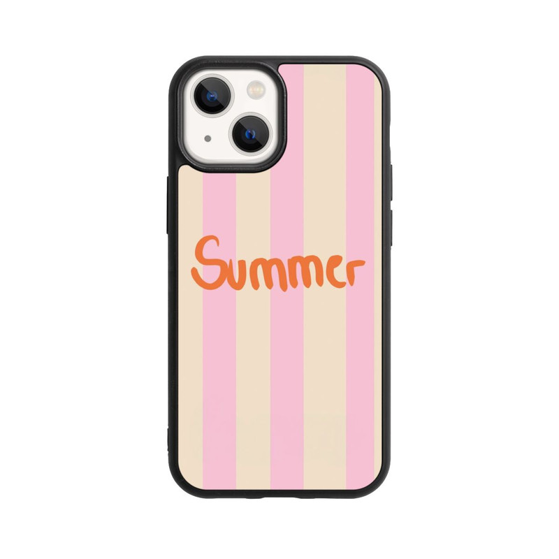 iPhone 13 Mini Base Case Summer- Rosa und Orange Streifen Hintergrund