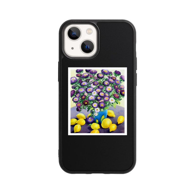 iPhone 13 Mini Base Case Purple Asters and Lemons by Christopher Ryland