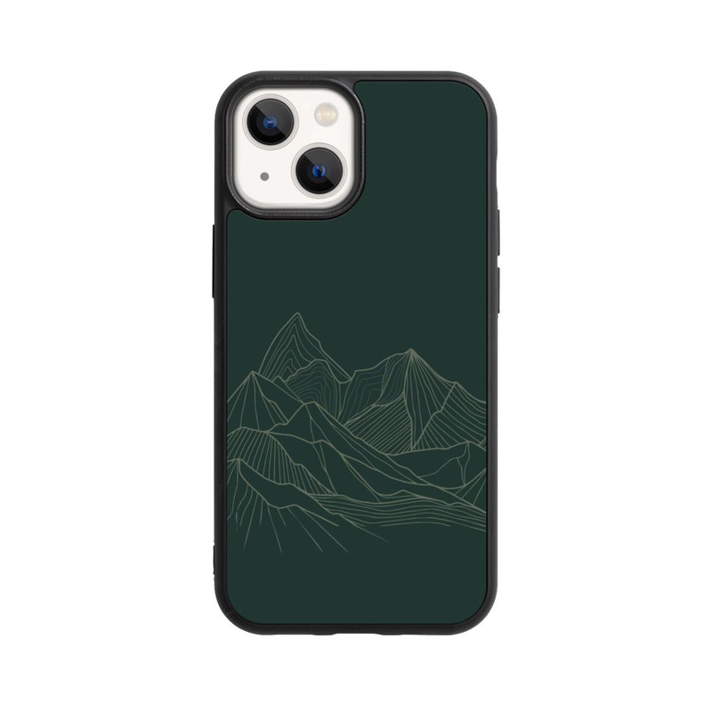 iPhone 13 Mini Base Case Berg Line Art Grün