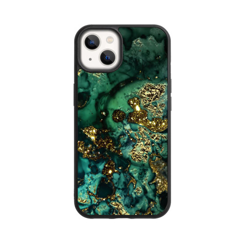 Apple iPhone 13 Base Case Cyan Glitzer Marmorlook