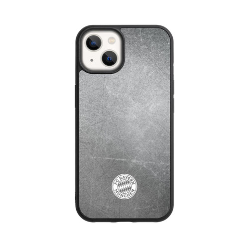 Apple iPhone 13 Base Case Klassisches FCB Logo Klein - Weiß auf Metalllook
