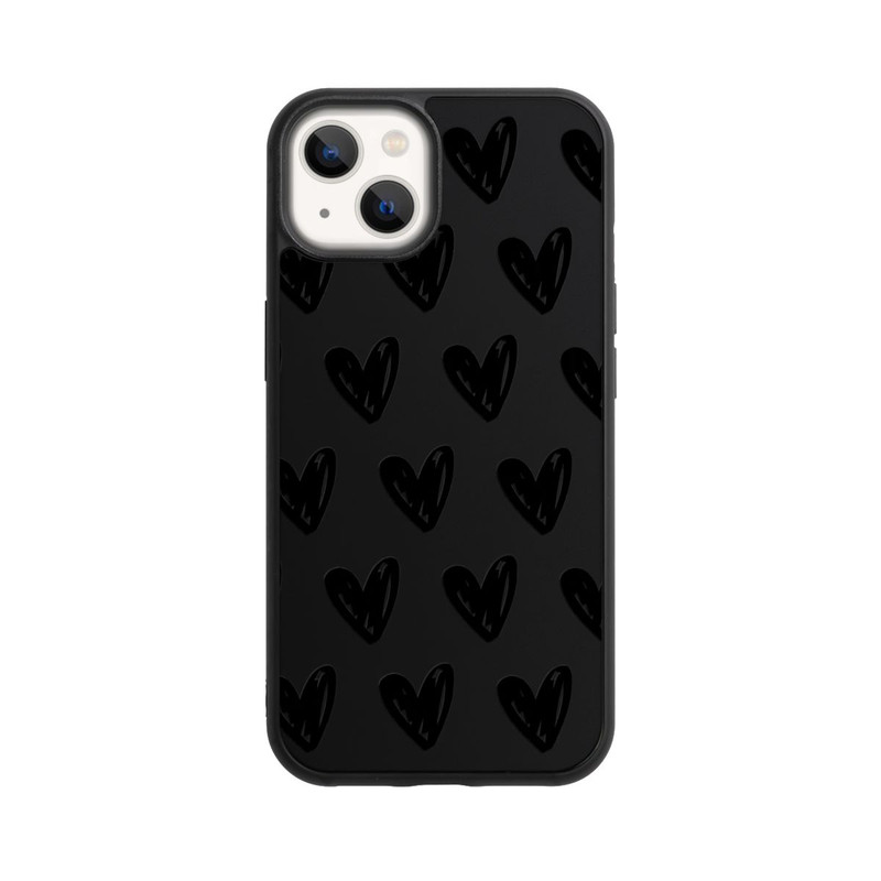 iPhone 13 Base Case Herzen Schwarz ohne Hintergrund