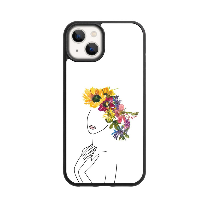 iPhone 13 Base Case Line Art Frau mit Blumenkrone