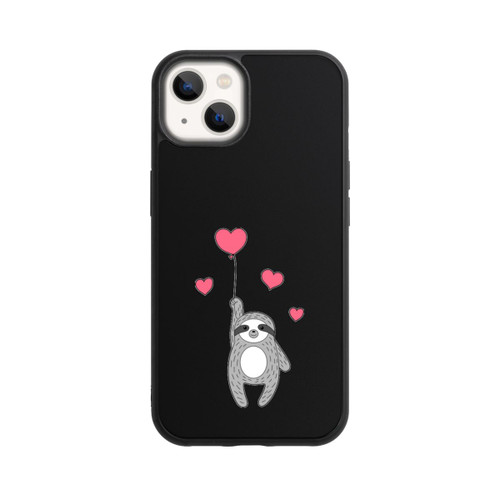 Apple iPhone 13 Base Case Faultier mit Herzen transparent