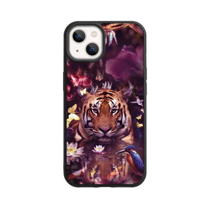 iPhone 13 Base Case Tiger Blumenrahmen