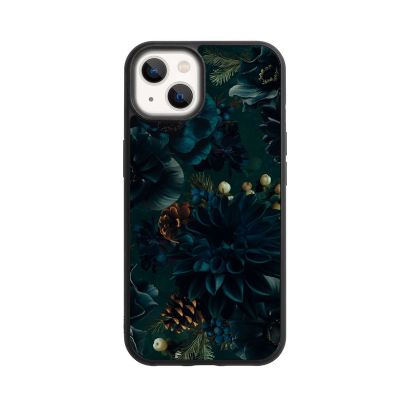 iPhone 13 Base Case Blumenmuster Grün und Blau