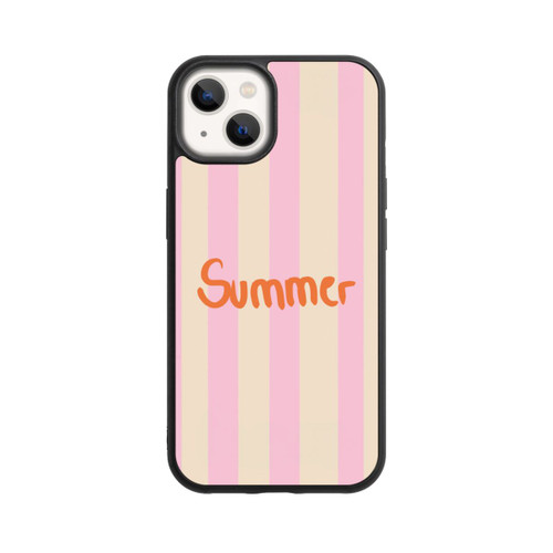 Apple iPhone 13 Base Case Summer- Rosa und Orange Streifen Hintergrund