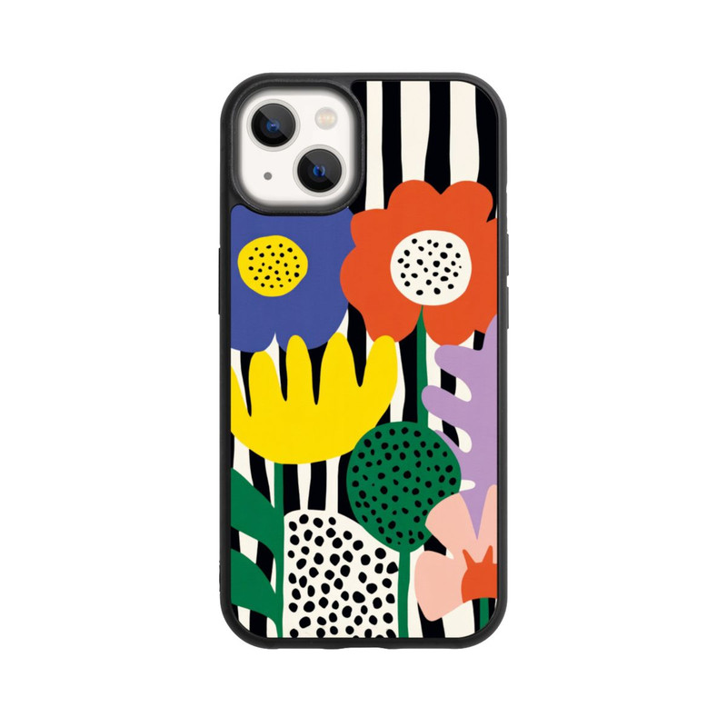 iPhone 13 Base Case Flowers Striped Background