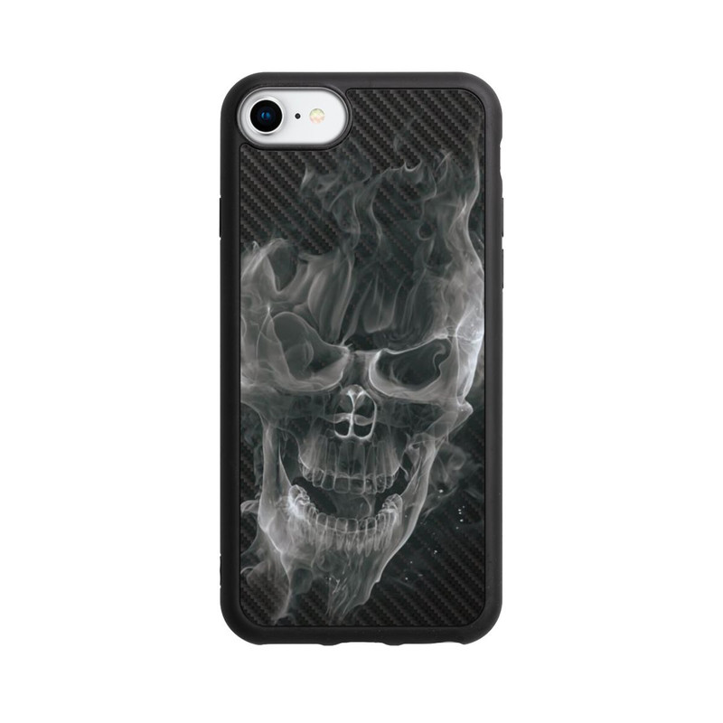 iPhone SE 2022 Base Case rauchender Totenkopf Carbon