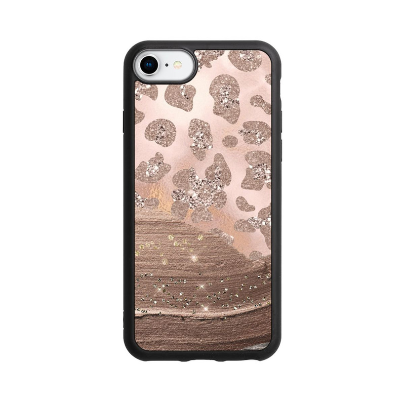 iPhone SE 2022 Base Case Silberner Leoparden Glitzerlook