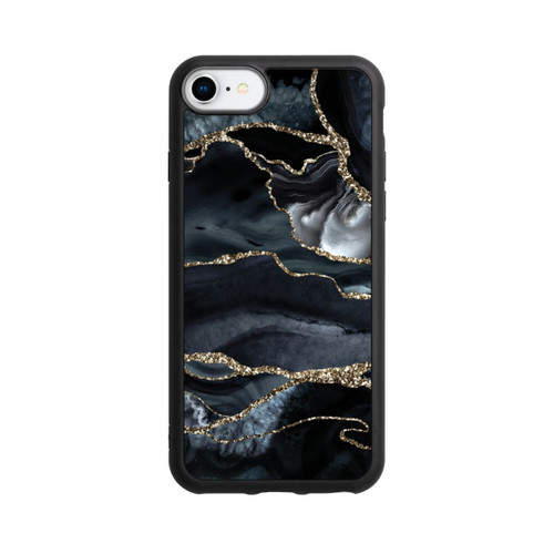 Apple iPhone SE (2022) Base Case Dunkler Marmor Gold Glitzerlook