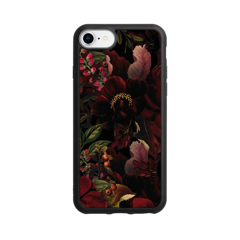 iPhone SE 2022 Base Case Dunkle Rote Vintage Barock Rosen