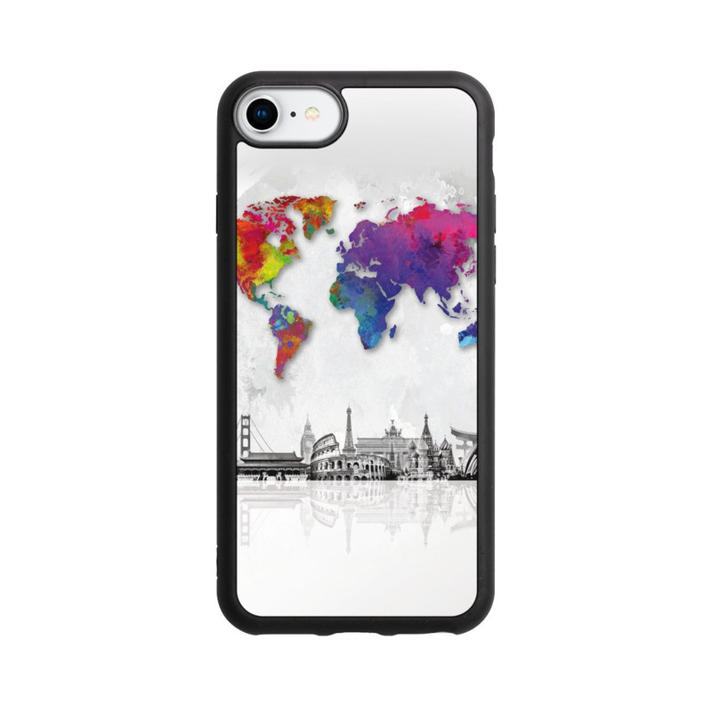 iPhone SE 2022 Base Case Weltkarte mit Skyline