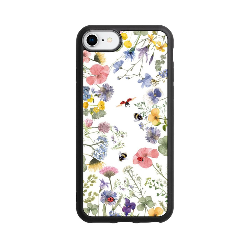 iPhone SE 2022 Base Case Bunte Frühlingsblumen und Bienen