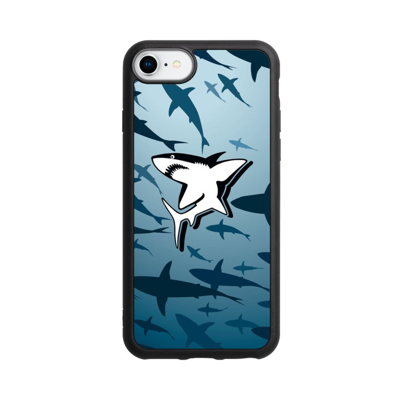 iPhone SE 2022 Base Case Haie Muster Blau