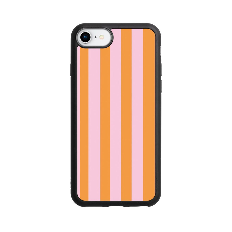 iPhone SE 2022 Base Case Orange Rosa Streifen