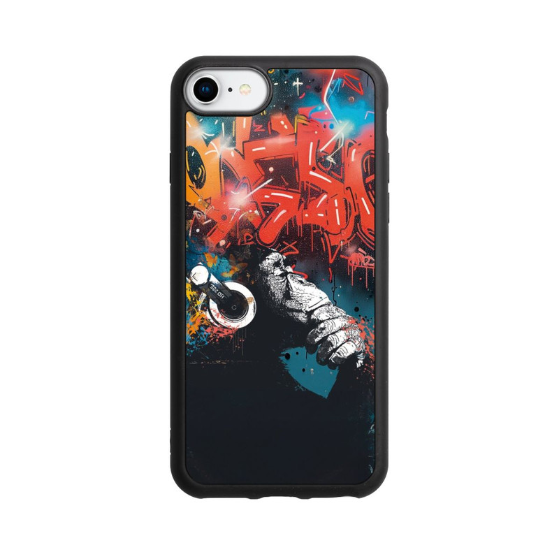 iPhone SE 2022 Base Case Affe Stereo Kopfhörer Graffiti Street Art