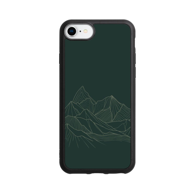 iPhone SE 2022 Base Case Berg Line Art Grün