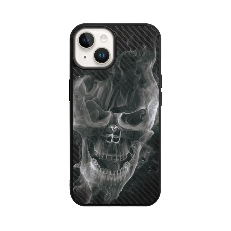 iPhone 14 Base Case rauchender Totenkopf Carbon