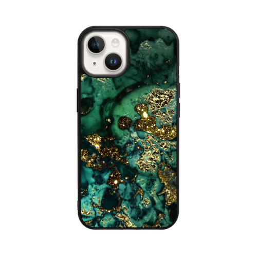 Apple iPhone 14 Base Case Cyan Glitzer Marmorlook