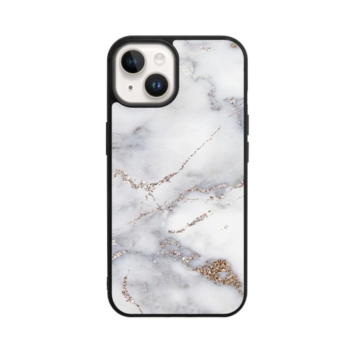 Apple iPhone 14 Base Case Silberglitzer Marmorlook